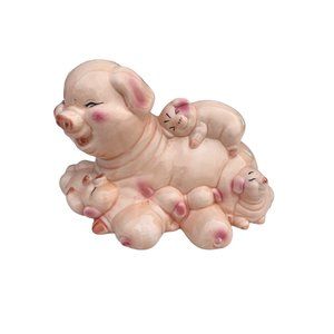 Vintage SYC Ceramic Pile of Pigs Piggy bank Taiwan